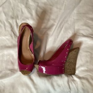 Patent Leather Wedge Sling Backs